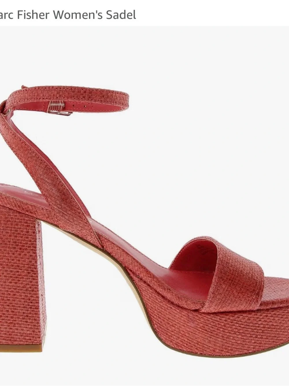 Marc Fisher Textured Coral Platform Block Heel Sandal